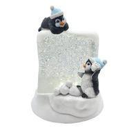 Roman 7" Penguins on Cube Plug-in/Battery Operated Swirl Lantern