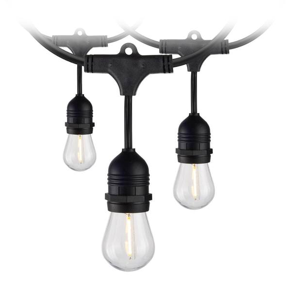 24' 24 watt 120 volt Black 2200K Warm White Indoor/Outdoor LED String Light Set (2 Pack)