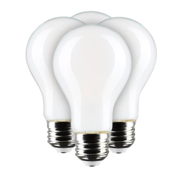 8 watt 120 volt A19 Medium Screw Base 2700K Warm White LED Light Bulb (4 Pack)