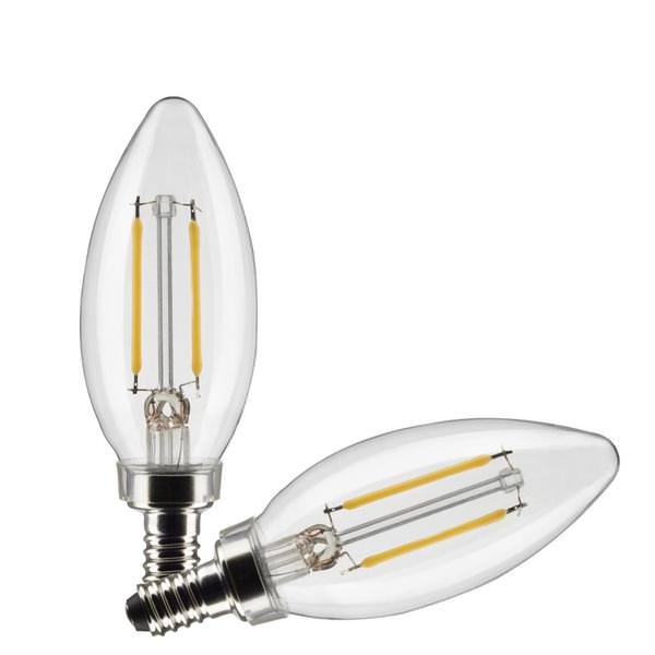 3 watt 120 volt B11 Candelabra Screw Base 2700K Warm White LED Light Bulb (2 Pack)