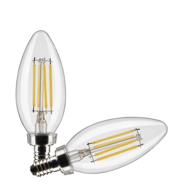 5.5 watt 120 volt B11 Candelabra Screw Base 2700K Warm White LED Light Bulb (2 Pack) 