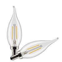 Satco 3 watt 120 volt CA10 Candelabra Screw Base 2700K Warm White LED Light Bulb (2 Pack)