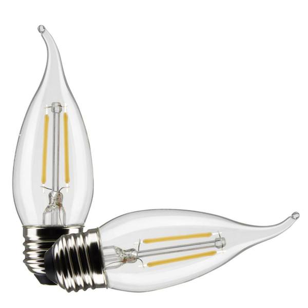 3 watt 120 volt CA10 Medium Screw Base 2700K Warm White LED Light Bulb (2 Pack)