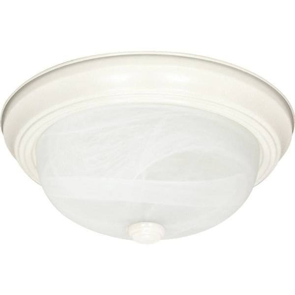 3 Light 15" Round Textured White Alabaster Glass Dome Shade Ceiling Light Fixture