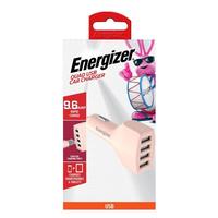 Energizer 9.6 Amp 4 Port Pink Quad USB Car Charger