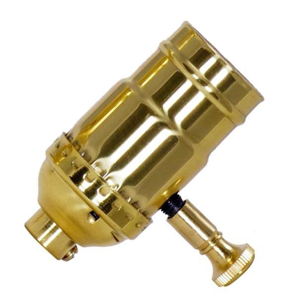 Full Range Screw 3 Piece Polished Brass Turn Knob Dimmer Socket