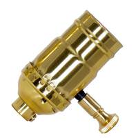 Satco Full Range Screw 3 Piece Polished Brass Turn Knob Dimmer Socket