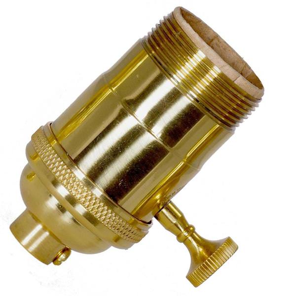 On-Off Screw Polished Brass Turn Knob Socket with Removable Knob