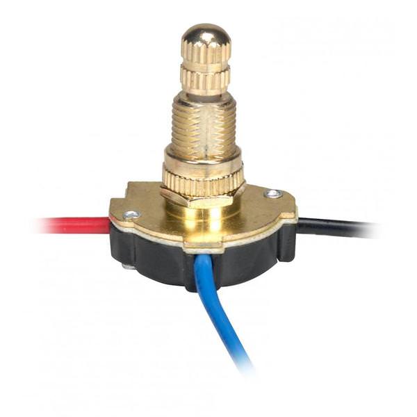 3-Way 2 Circuit Brass Plated Metal Rotary Switch
