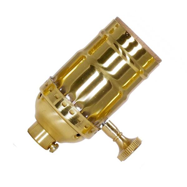 3 Way 2 Circuit Screw Polished Brass Turn Knob Socket with Removable Knob