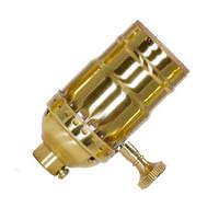 Satco 3 Way 2 Circuit Screw Polished Brass Turn Knob Socket with Removable Knob