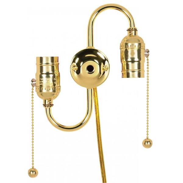 1/8 IP Top and Bottom Brite Gilt Twin Pull Chain Socket