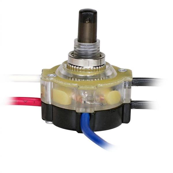 On-Off 2 Circuit 3 Way Nickel Plated Lighted Push Switch