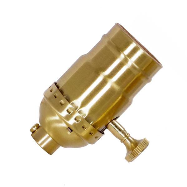 3 Way Screw Terminal 1/8 IPS Satin Brass Turn Knob Socket with Removable Knob