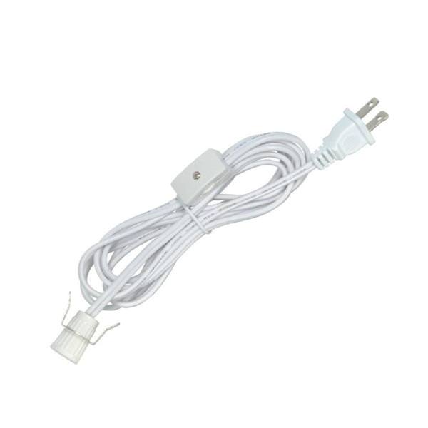 8" White Candelabra Socket Cord Switch & Plug