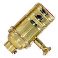 Satco Full Range Screw Terminal 1/4 IPS Polished Brass Turn Knob Dimmer Socket With Removable Knob