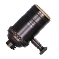 Satco 3-Way Screw Terminal 1/8 IPS Dark Antique Brass Turn Knob Socket With Removable Knob