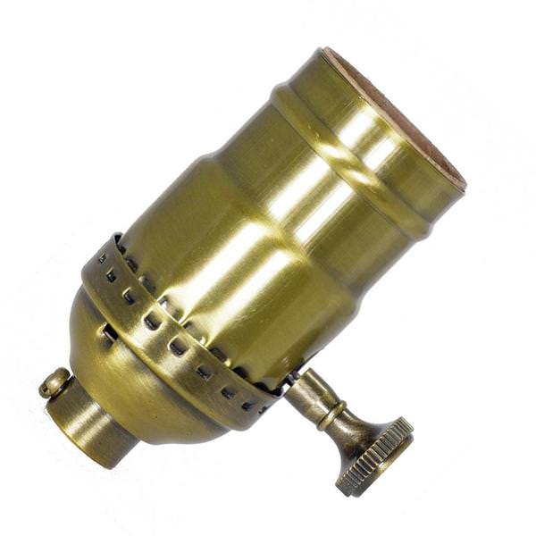 3 Way Screw Terminal 1/8 IPS Antique Brass Turn Knob Socket with Removable Knob