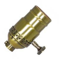 Satco 3 Way Screw Terminal 1/8 IPS Antique Brass Turn Knob Socket with Removable Knob