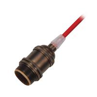 Satco 120" 660 watt 250 volt Dark Antique Brass Red Cord Medium Base Lampholder