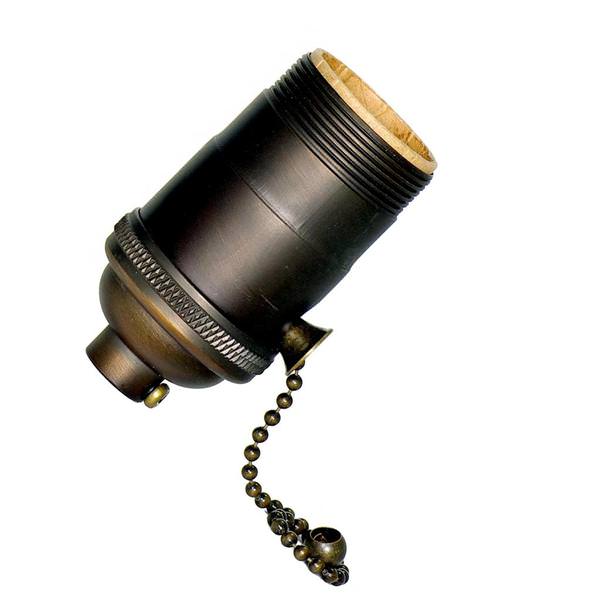 1/8 IPS Screw Terminal Dark Antique Brass Pull Chain Socket