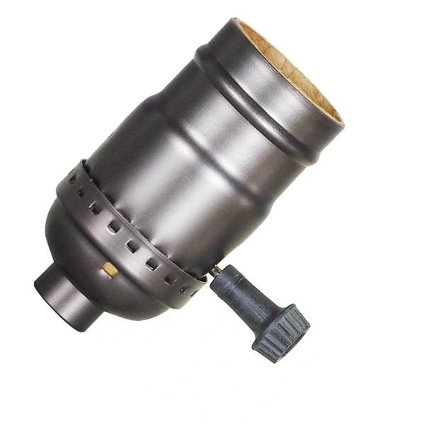 On-Off 1/8 IPS On-Off Antique Brass Push Thru Socket With Side Outlet