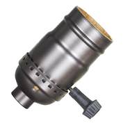 Satco On-Off 1/8 IPS On-Off Antique Brass Push Thru Socket With Side Outlet