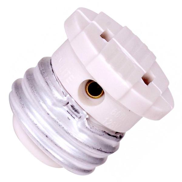 Polarized Medium Base White Socket Plug Adapter