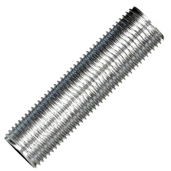 2" 1/8 IP Zinc Plated Silver Steel Nipple