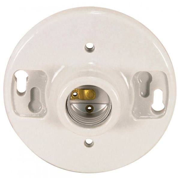 Medium Base 2-Screw Terminal White Porcelain Keyless Lampholder