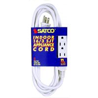 Satco 12' 1625 watt Indoor White Extension Cord