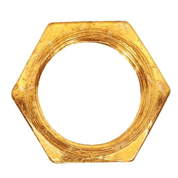 Hexagon 1/4 IP Brass Plated Steel Locknut