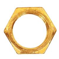 Satco Hexagon 1/4 IP Brass Plated Steel Locknut