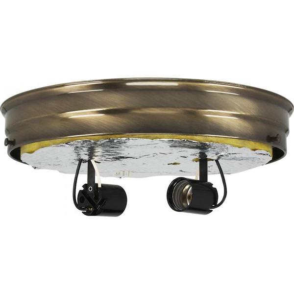 10" 2-Light Antique Brass Ceiling Pan