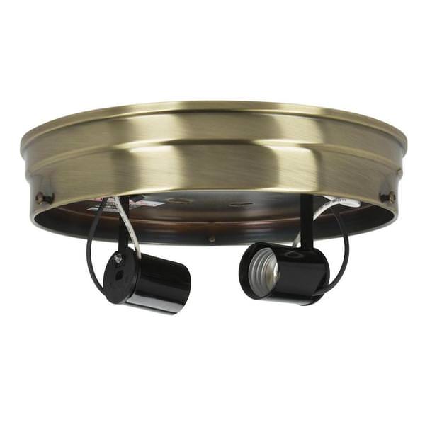 8" 2-Light Antique Brass Ceiling Pan