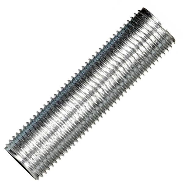 3.8" 1/8 IP Zinc Plated Silver Steel Nipple