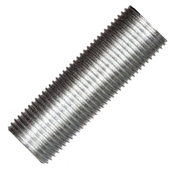 2" 3/8 IP Zinc Plated Silver Steel Nipple