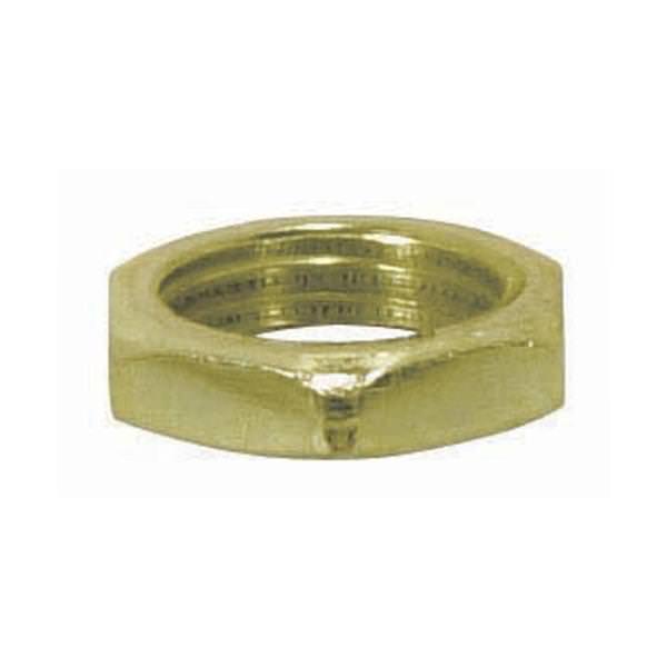 0.5" 1/8 IP Hexagon Brass Plated Steel Locknut