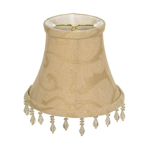 Beige Beaded Floral Clip On Shade