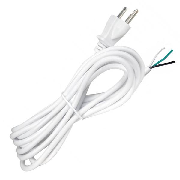 15' Heavy Duty 1250 watt White Cord Set