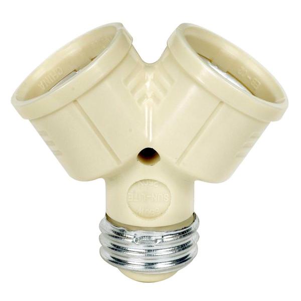 2.8" Medium Base - Ivory Single to Twin Lampholder