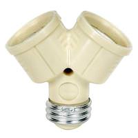 Satco 2.8" Medium Base - Ivory Single to Twin Lampholder