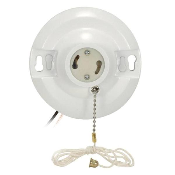 4.5" On-Off GU24 Base Phenolic Brass Ceiling Receptacle with Pull Chain