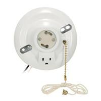 Satco 4.5" On-Off Phenolic GU24 Base White Ceiling Receptacle with Pull Chain