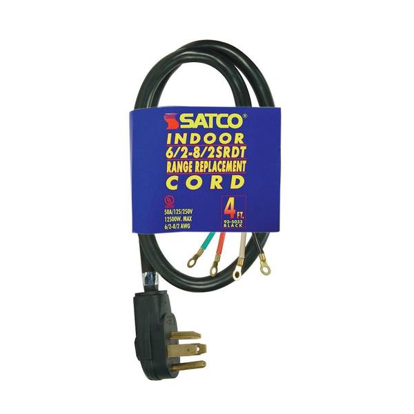 4' 12500 watt Heavy Duty Indoor Black Replacement Range Cord