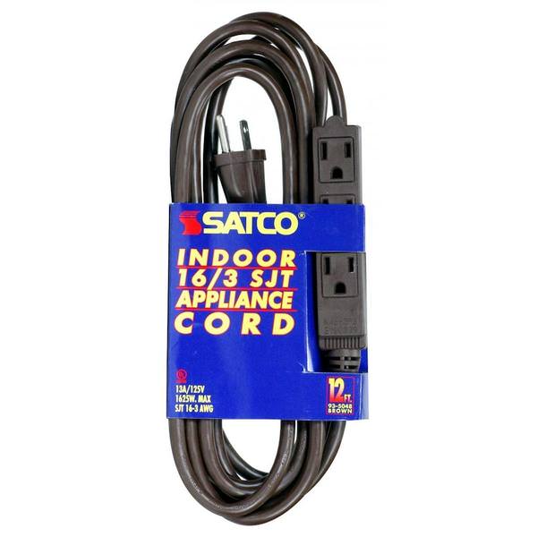 12' 1625 watt Indoor Brown Extension Cord