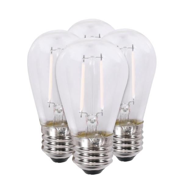 2 watt 120 volt S14 Medium Screw Base 2700K Warm White Dimmable White Filament LED (4 Pack)
