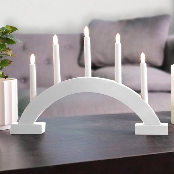 18.1" x 14.6" 5 Light White Battery Operated Abbe LED Swedish Candelabra
