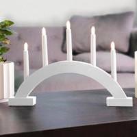View 18.1" x 14.6" 5 Light White Battery Operated Abbe LED Swedish Candelabra