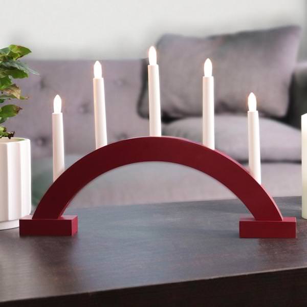 18.1" x 14.6" 5 Light Red Battery Operated Abbe LED Swedish Candelabra